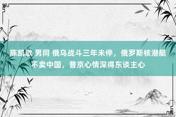 陈凯歌 男同 俄乌战斗三年未停，俄罗斯核潜艇不卖中国，普京心情深得东谈主心