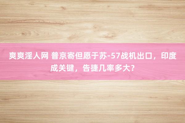 爽爽淫人网 普京寄但愿于苏-57战机出口，印度成关键，告捷几率多大？