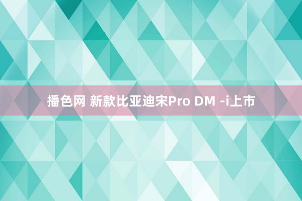 播色网 新款比亚迪宋Pro DM -i上市